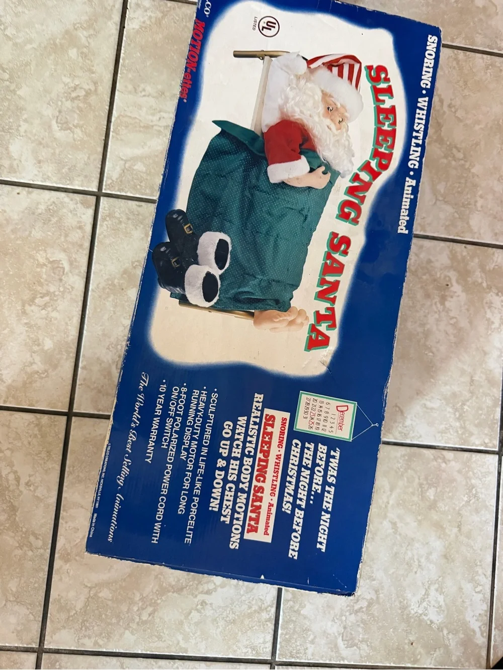 Animated Sleeping Santa Doll in Green and Red - Holiday Decor